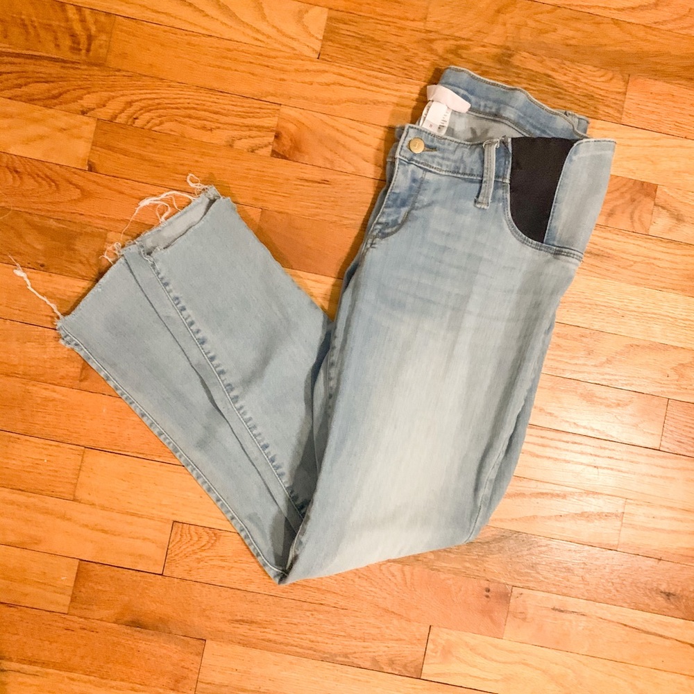 Light wash maternity jeans